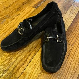 Men’s Black Suede Ferragamo Driving Loafers Sz 8